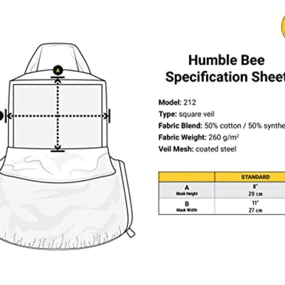 Humblebee Beekeeping Veil Replacement | High-Quality Beekeeper SQUARE Veil 12-ST - Picture 3 of 3